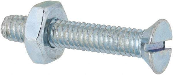 Value Collection - #8-32 UNC, 1" OAL Slotted Drive Machine Screw - Flat Head, Grade 2 Steel, Zinc-Plated Finish, Without Washer - Benchmark Tooling