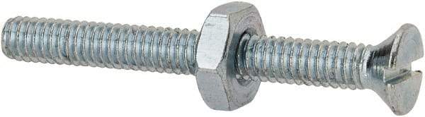 Value Collection - #8-32 UNC, 1-1/2" OAL Slotted Drive Machine Screw - Flat Head, Grade 2 Steel, Zinc-Plated Finish, Without Washer - Benchmark Tooling