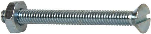 Value Collection - #8-32 UNC, 1-3/4" OAL Slotted Drive Machine Screw - Flat Head, Grade 2 Steel, Zinc-Plated Finish, Without Washer - Benchmark Tooling