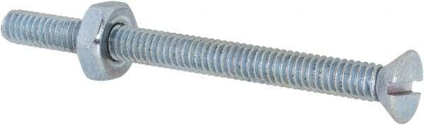 Value Collection - #8-32 UNC, 2" OAL Slotted Drive Machine Screw - Flat Head, Grade 2 Steel, Zinc-Plated Finish, Without Washer - Benchmark Tooling