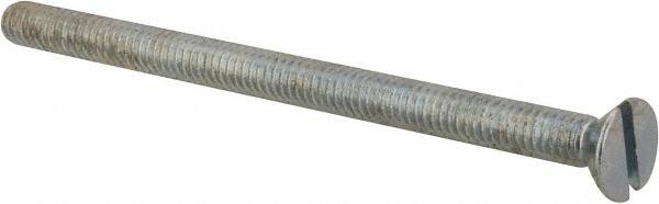 Value Collection - #8-32 UNC, 2-1/2" OAL Slotted Drive Machine Screw - Flat Head, Grade 2 Steel, Zinc-Plated Finish, Without Washer - Benchmark Tooling