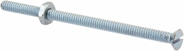 Value Collection - #10-24 UNC, 3-1/2" OAL Slotted Drive Machine Screw - Flat Head, Grade 2 Steel, Zinc-Plated Finish, Without Washer - Benchmark Tooling