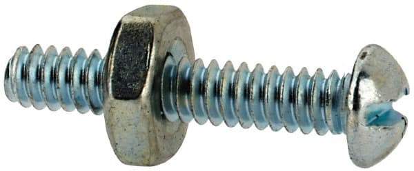 Value Collection - #6-32 UNC, 3/4" Length Under Head Slotted Drive Machine Screw - Round Head, Grade 2 Steel, Zinc-Plated Finish, Without Washer - Benchmark Tooling