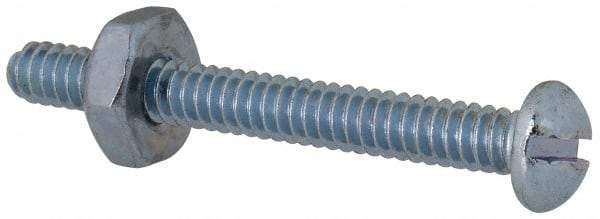 Value Collection - #6-32 UNC, 1-1/4" Length Under Head Slotted Drive Machine Screw - Round Head, Grade 2 Steel, Zinc-Plated Finish, Without Washer - Benchmark Tooling