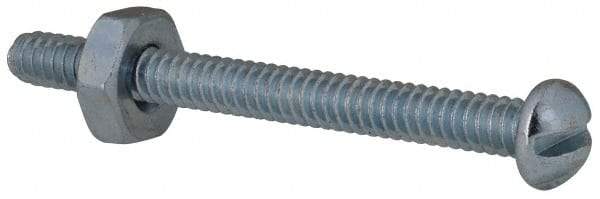 Value Collection - #6-32 UNC, 1-1/2" Length Under Head Slotted Drive Machine Screw - Round Head, Grade 2 Steel, Zinc-Plated Finish, Without Washer - Benchmark Tooling