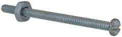 Value Collection - #6-32 UNC, 2" Length Under Head Slotted Drive Machine Screw - Round Head, Grade 2 Steel, Zinc-Plated Finish, Without Washer - Benchmark Tooling