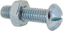 Value Collection - 5/16-18 UNC, 1-1/4" Length Under Head Slotted Drive Machine Screw - Round Head, Grade 2 Steel, Zinc-Plated Finish, Without Washer - Benchmark Tooling