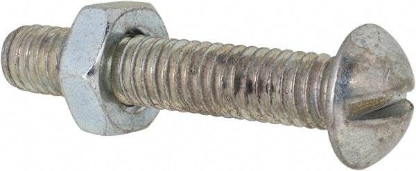 Value Collection - 5/16-18 UNC, 1-3/4" Length Under Head Slotted Drive Machine Screw - Round Head, Grade 2 Steel, Zinc-Plated Finish, Without Washer - Benchmark Tooling