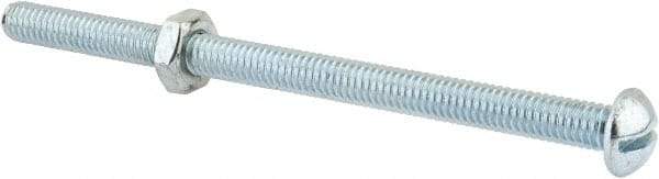 Value Collection - 5/16-18 UNC, 5" Length Under Head Slotted Drive Machine Screw - Round Head, Grade 2 Steel, Zinc-Plated Finish, Without Washer - Benchmark Tooling