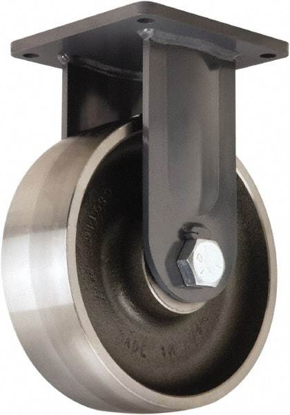 Hamilton - 12" Diam x 4" Wide x 15-1/2" OAH Top Plate Mount Rigid Caster - Forged Steel, 20,000 Lb Capacity, Tapered Roller Bearing, 8-1/2 x 8-1/2" Plate - Benchmark Tooling