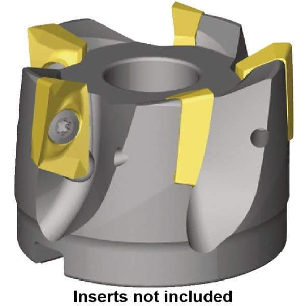 Kennametal - 4 Inserts, 3" Cut Diam, 1" Arbor Diam, 14mm Max Depth of Cut, Indexable Square-Shoulder Face Mill - 0° Lead Angle, 1-3/4" High, E.. 14.. Insert Compatibility, Through Coolant, Series Mill 1-14 - Benchmark Tooling