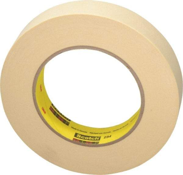 3M - 1" Wide x 60 Yd Long Tan Paper Masking Tape - Series 234, 5.9 mil Thick, 27 In/Lb Tensile Strength - Benchmark Tooling