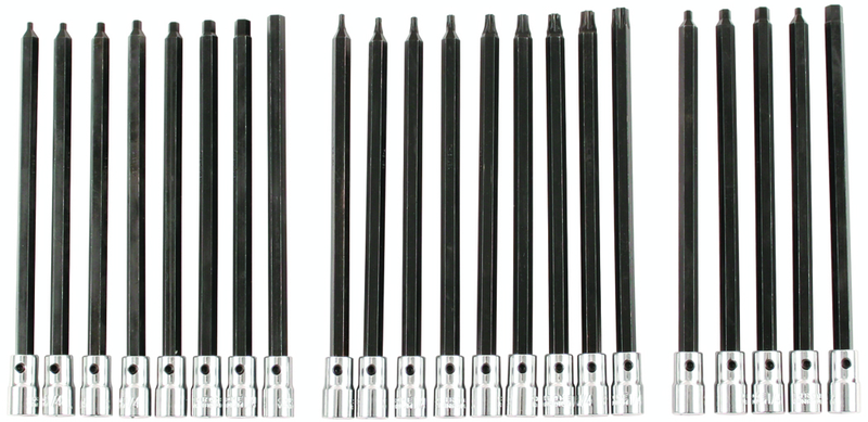 22 Piece - 3/32" - 1/4"; Hex Metric 2.5 - 6.0mm & Torx® T8 - T40 1/4" Drive - 6: OAL - Hex Inch Bit Socket Set - Benchmark Tooling