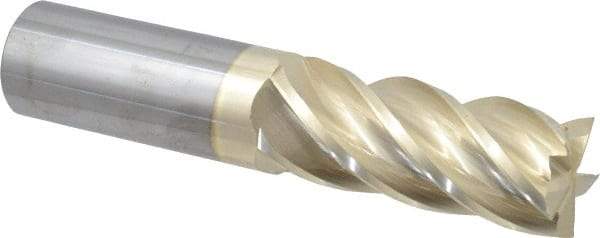 Accupro - 1", 2-1/2" LOC, 1" Shank Diam, 5" OAL, 5 Flute, Solid Carbide Square End Mill - Single End, ZrN Finish, Spiral Flute, 37° Helix, Centercutting, Right Hand Cut, Right Hand Flute - Benchmark Tooling