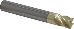 Accupro - 3/8", 1/2" LOC, 3/8" Shank Diam, 2-1/2" OAL, 5 Flute, Solid Carbide Square End Mill - Single End, ZrN Finish, Spiral Flute, 37° Helix, Centercutting, Right Hand Cut, Right Hand Flute - Benchmark Tooling