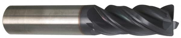 Accupro - 3/8", 4 Flute, Single End, Solid Carbide, 0.03" Corner Radius End Mill - 4" OAL, 37° Helix, Right Hand Flute, 1" LOC, Right Hand Cut - Benchmark Tooling