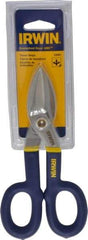 Irwin - 1-1/2" Length of Cut, Straight Pattern Tinner's Snip - 7" OAL, Vinyl Handle, 24 AWG Steel Capacity - Benchmark Tooling