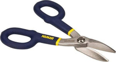 Irwin - 1-1/2" Length of Cut, Straight Pattern Tinner's Snip - 7" OAL, Vinyl Handle, 26 AWG Steel Capacity - Benchmark Tooling