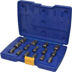 Irwin - 15 Piece Spiral Flute Screw Extractor Set - Screw Range 1/8 to 9/16" - Benchmark Tooling