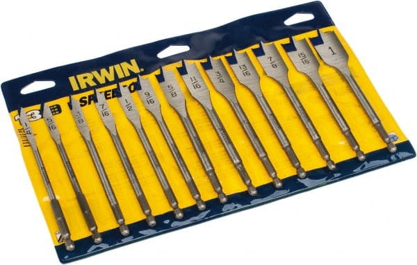 Irwin - 1/4 to 1", High Speed Steel Spade Drill Bit Set - Benchmark Tooling