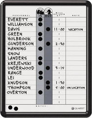 Quartet - 14" High x 11" Wide Magnetic Dry Erase In/Out - Porcelain, Includes Water-Soluble Ink Marker, Magnetic In/Out Circles, Magnetic Name Strips, Self-Stick Vinyl Letters & Wet-Erase Magnetic Remark Strips - Benchmark Tooling