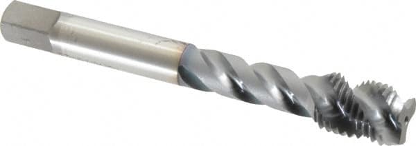 OSG - 7/16-20 UNF 3 Flute Modified Bottoming Spiral Flute Tap - Vanadium High Speed Steel, TiCN Finish, 3-5/32" OAL, Right Hand Flute, Right Hand Thread, Oversize, H7, Series 290 - Benchmark Tooling