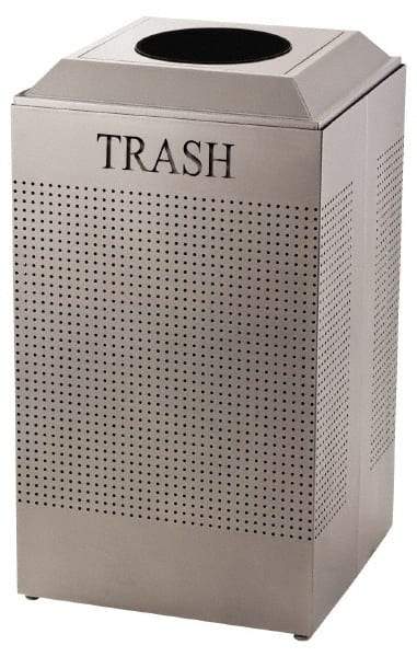 Rubbermaid - 29 Gal Silver Square Recycling Container - Steel, 32-3/8" High x 18-1/2" Long x 18-1/2" Wide - Benchmark Tooling