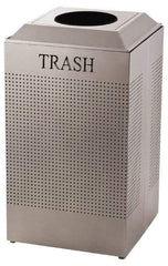 Rubbermaid - 29 Gal Silver Square Recycling Container - Steel, 32-3/8" High x 18-1/2" Long x 18-1/2" Wide - Benchmark Tooling