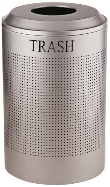 Rubbermaid - 26 Gal Silver Round Recycling Container - Steel, 30-7/8" High - Benchmark Tooling