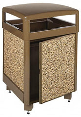 Rubbermaid - 38 Gal Brown Square Trash Can - Steel & Stone Panel, 40" High x 26" Long x 26" Wide - Benchmark Tooling