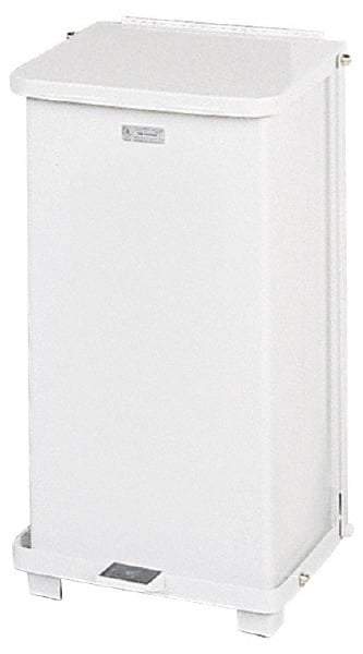 Rubbermaid - 12 Gal Square Unlabeled Trash Can - 23" High x 12" Long x 12" Wide, White, Steel - Benchmark Tooling