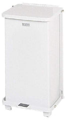 Rubbermaid - 12 Gal Square Unlabeled Trash Can - 23" High x 12" Long x 12" Wide, White, Steel - Benchmark Tooling