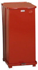 Rubbermaid - 24 Gal Square Unlabeled Trash Can - 30" High x 15" Long x 15" Wide, Red, Steel - Benchmark Tooling