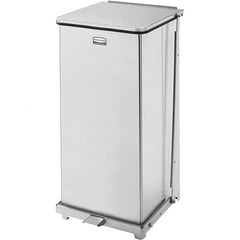 Rubbermaid - 24 Gal Square Unlabeled Trash Can - 30" High x 15" Long x 15" Wide, Stainless Steel - Benchmark Tooling