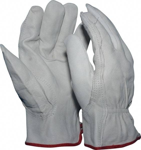 MCR Safety - Size S (7) Grain Goatskin General Protection Work Gloves - For Work & Driver, Uncoated, Slip-On Cuff, Full Fingered, White, Paired - Benchmark Tooling