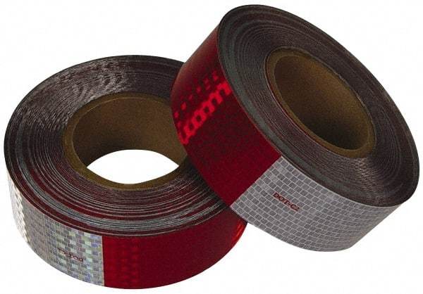 NMC - 50 Yard x 2 Inch Polyester Safety Tape - Red and White, Solid Color, Adhesive Back - Benchmark Tooling