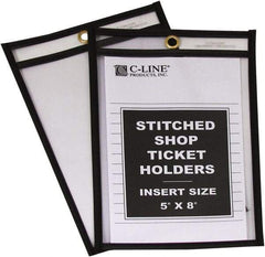 C-LINE - 25 Piece Clear Stitched Shop Ticket Holder - 8" High x 5" Wide - Benchmark Tooling