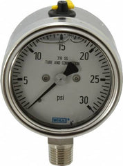 Wika - 2-1/2" Dial, 1/4 Thread, 30 Scale Range, Pressure Gauge - Lower Connection Mount, Accurate to 2-1-2% of Scale - Benchmark Tooling