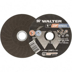 WALTER Surface Technologies - 5" 60 Grit Aluminum Oxide Cutoff Wheel - 3/64" Thick, 7/8" Arbor, 12,200 Max RPM, Use with Angle Grinders - Benchmark Tooling
