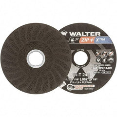 WALTER Surface Technologies - 4-1/2" 46 Grit Aluminum Oxide Cutoff Wheel - 1/16" Thick, 7/8" Arbor, 13,300 Max RPM, Use with Angle Grinders - Benchmark Tooling