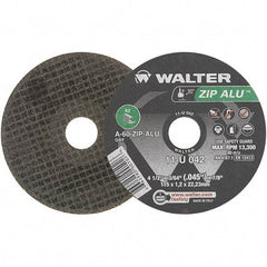 WALTER Surface Technologies - 4-1/2" 60 Grit Aluminum Oxide Cutoff Wheel - 3/64" Thick, 7/8" Arbor, 13,300 Max RPM, Use with Angle Grinders - Benchmark Tooling