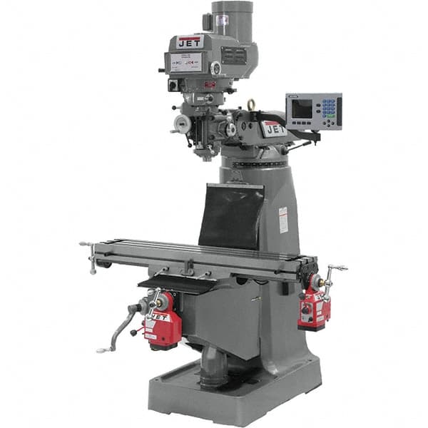 Jet - 9" Table Width x 49" Table Length, Variable Speed Pulley Control, 3 Phase Knee Milling Machine - R8 Spindle Taper, 3 hp - Benchmark Tooling