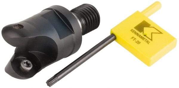 Kennametal - 31.75mm Cutting Diam, 1-1/4" Max Depth of Cut, Modular Connection Indexable Copy End Mill - 2 Inserts, RDHX 1604M0S Insert, KDM Toolholder - Benchmark Tooling