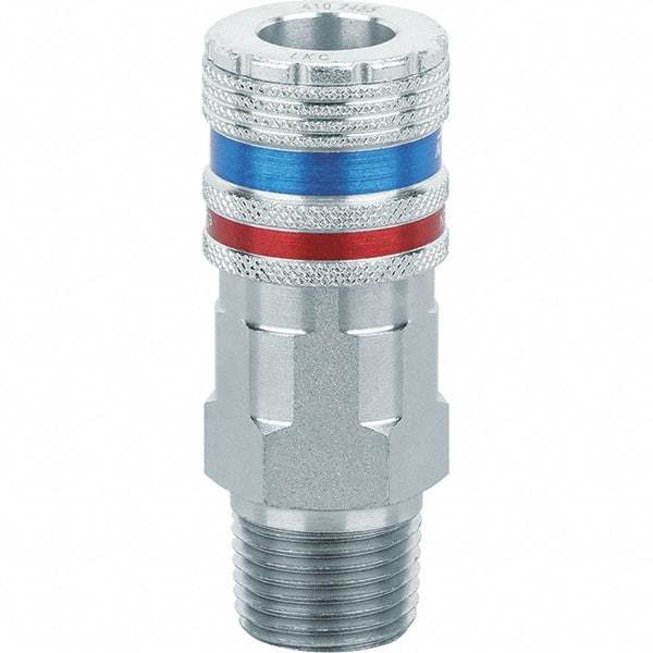 Dynabrade - 1/2 Male NPT Pneumatic Hose Coupler - Steel/Brass, 1/2" Body Diam - Benchmark Tooling