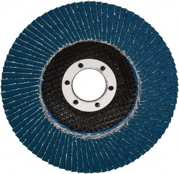 3M - 60 Grit, 7" Disc Diam, 7/8" Center Hole, Type 27 Zirconia Alumina Flap Disc - 8,600 Max RPM, Cloth Backing, Arbor Attaching System, Coated - Benchmark Tooling
