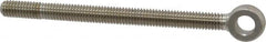 Gibraltar - 3/8-16, External Male Thread, Stainless Steel, Eye Hole Head, Rod End - Uncoated, 3/8" Shank Diam, 5" Hole Center to End, Grade 304, 4-1/2" Thread Length - Benchmark Tooling