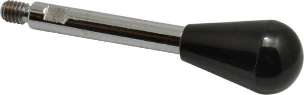 Gibraltar - 5/16-18 Stem, 1" Knob Diam, 0.39" Shaft Diam, Gear Lever Arm with Oval Knob - 7/16" Thread Length, 3.8" Handle Length, Steel Shaft, Phenolic Knob - Benchmark Tooling