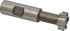 Interstate - 31/32" Cut Diam, 25/64" Cut Width, 17/32" Neck Diam, 3/4" Shank Diam, 3-7/16" OAL, M42 Cobalt T-Slot Cutter - Uncoated, 1/2" Bolt, Straight Teeth, 10 Teeth - Benchmark Tooling