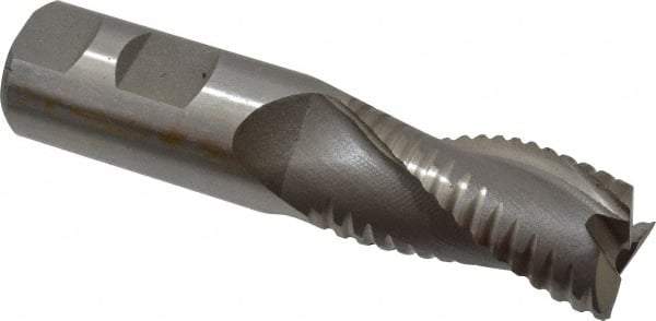 Value Collection - 1" Diam, 2" LOC, 3 Flute Cobalt Roughing & Finishing Square End Mill - Uncoated, 4-1/2" OAL, 1" Shank Diam, Weldon Shank, 30° Helix, Non-Centercutting - Benchmark Tooling