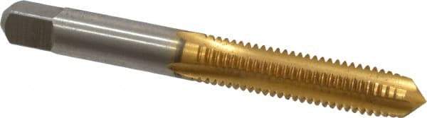 Hertel - M8x1.25 Metric Coarse 6H 4 Flute TiN Finish High Speed Steel Straight Flute Standard Hand Tap - Plug, Right Hand Thread, 2-23/32" OAL, D5 Limit - Exact Industrial Supply